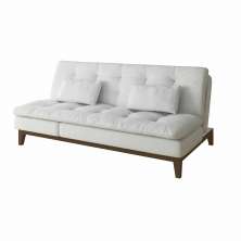Sofá-Cama 3 Lugares Casal Amanda com Pés de Madeira Branco