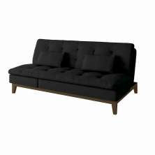Sofá-Cama 3 Lugares Casal Amanda com Pés de Madeira Preto