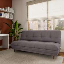 Sofá-Cama 3 Lugares Casal Anelise Suede Cinza