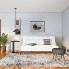 Sofá-Cama 3 Lugares Casal Ayla com Pés de Madeira Branco
