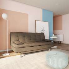 Sofá-Cama 3 Lugares Casal Estilo Suede Café