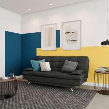 Sofá-Cama 3 Lugares Casal Flush Suede Cinza