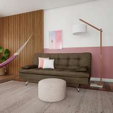 Sofá-Cama 3 Lugares Casal Qualidade Suede Café