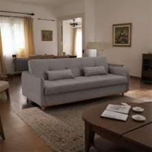 Sofá-Cama Casal 3 Lugares Astoria com Baú Linho Cinza