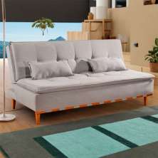 Sofá-Cama Casal 3 Lugares Modena Linho Cinza Claro 186 cm
