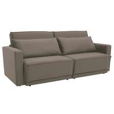 Sofá-Cama Casal 3 Lugares Retrátil Sem Caixa Aspen Suede Castanho