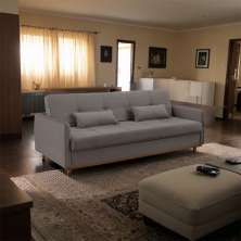 Sofá-Cama Casal 3 Lugares Sereno com Baú Linho Cinza