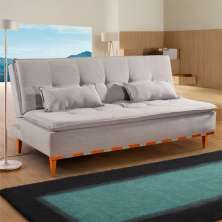 Sofá-Cama Casal 3 Lugares Sirius Linho Cinza Claro 186 cm