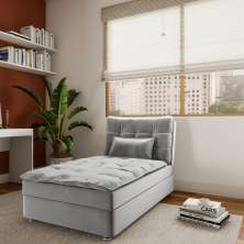 Sofá-Cama Solteiro Rinaldo Veludo Cinza