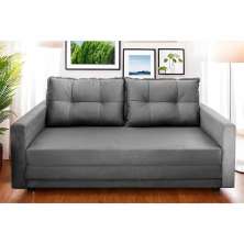 Sofá-Cama com Cama Auxiliar Casal 2 Lugares Bayle Suede Cinza