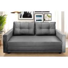 Sofá-Cama com Cama Auxiliar Casal 2 Lugares Lizier Suede Cinza