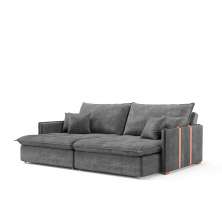 Sofá Retrátil Sem Caixa 3 lugares Solomons Velosuede Grafite 214 cm