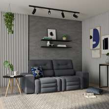 Sofá Retrátil e Reclinável 3 Lugares Betânia Suede Grafite