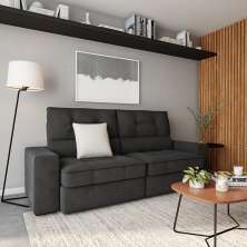 Sofá Retrátil e Reclinável 3 Lugares Haatch Suede Cinza