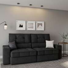 Sofá Retrátil e Reclinável 3 Lugares Vectra Suede Cinza
