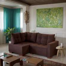 Sofá de Canto 4 Lugares Gunga Suede Marrom