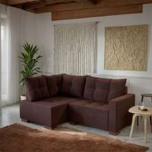 Sofá de Canto 4 Lugares Pipa Suede Marrom