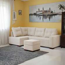 Sofá de Canto 6 Lugares Verin Suede Bege