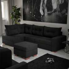 Sofá de Canto 7 Lugares Tauri Suede Preto