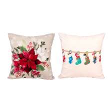 Almofada Natal 2 Unidades Estampada Decorativa 40cm x 40cm Tecido Suede com refil de Silicone
