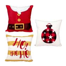 Almofada Natal Estampada Decorativa 3 Unidades 40cm x 40cm Tecido Suede com Refil de Silicone