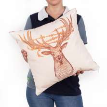 Almofada Natal de Suede 40cm x 40cm Estampada Alce com Refil de Silicone