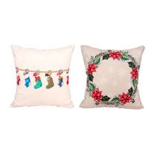 Almofada Natalina Decorativa 2 Unidades Tecido Suede Estampado 40cm x 40cm com Refil de Silicone
