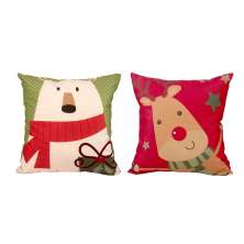 Almofada de Natal Estampada Suede 2 Unidades 40cm x 40cm com Refil de Silicone Macio