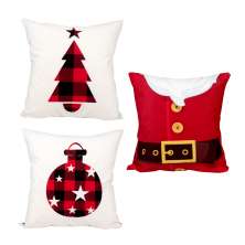 Almofada de Natal Estampada Tecido Suede 3 Unidades 40cm x 40cm com Refil de Silicone