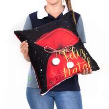 Almofada de Natal de Suede 40cm x 40cm Estampada Saco de Presentes com Refil de Silicone