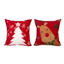 Almofada para Natal 2 Unidades Estampada de Suede 40cm x 40cm com Refil de Silicone