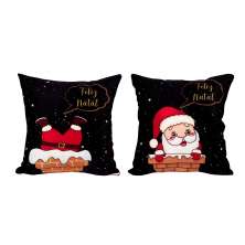 Almofada para Natal 2 Unidades Estampada de Suede 40cm x 40cm com Refil de Silicone