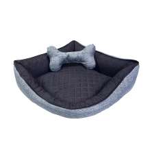 Cama Pet Grande Impermeável 70cm x 70cm x 20cm Chumbo Com Almofada Decorativa