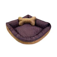 Cama Pet Impermeável Marrom Grande 70cm x 70cm x 20cm de altura com Almofada Ossinho