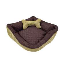Cama Pet Médio Impermeável 60cm x 60cm x 20cm Marrom Claro Com Almofada Decorativa