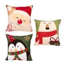 Capa Almofada Natal 3 Unidades Tecido Suede Estampado 40cm x 40cm