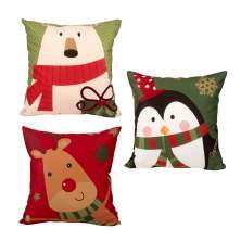 Capa Almofada Natal Estampada Decorativa Tecido Suede 40cm x 40cm 3 Unidades