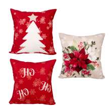 Capa Almofada Natal Estampada Tecido Suede 3 Unidades 40cm x 40cm
