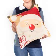 Capa Almofada Natalina Estampada Suede Papai Noel Ho Ho Ho 40cm x 40cm com zíper
