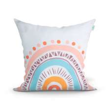 Capa de Almofada Estampada Branca Colorida 45cm x 45cm com Zíper Tecido Microfibra