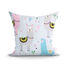Capa de Almofada Estampada Decorativa Lhama para Quarto 45cm x 45cm com zíper Tecido Microfibra