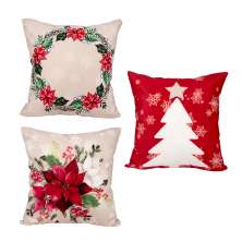 Capa de Almofada Estampada Natal Estampada Tecido Suede 3 Unidades 40cm x 40cm