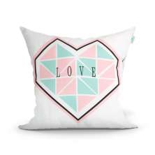 Capa de Almofada Love Branca Estampada Decorativa 45cm x 45cm com Zíper Tecido Microfibra