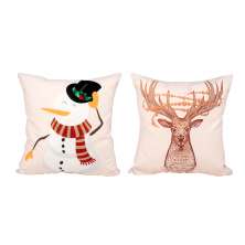 Capa de Almofada para Natal Estampada Tecido Suede 40cm x 40cm 2 Unidades com zíper