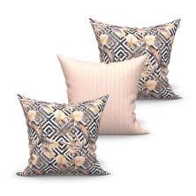 Capa para Almofada Grande Decorativa Estampada Marrom 60cm x 60cm 3 Unidades com zíper