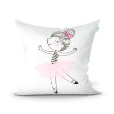 Capa para Almofada de Quarto Bailarina Branca 45cm x 45cm com Zíper Tecido Microfibra