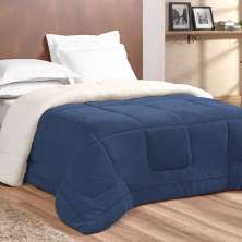 Coberdrom Dupla Face Casal Azul Marinho Sherpa / Soft 2,40m x 2,20m