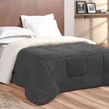 Coberdrom Dupla Face Casal Padrão Sherpa / Soft 2,40m x 2,20m Preto