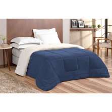 Coberdrom Dupla Face Queen Azul Marinho Sherpa / Soft 2,50m x 2,40m