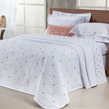 Cobre Leito Bordado King Size Branco Micro Percal Peletizado 400 Fios + Jogo de Cama - 7 Peças